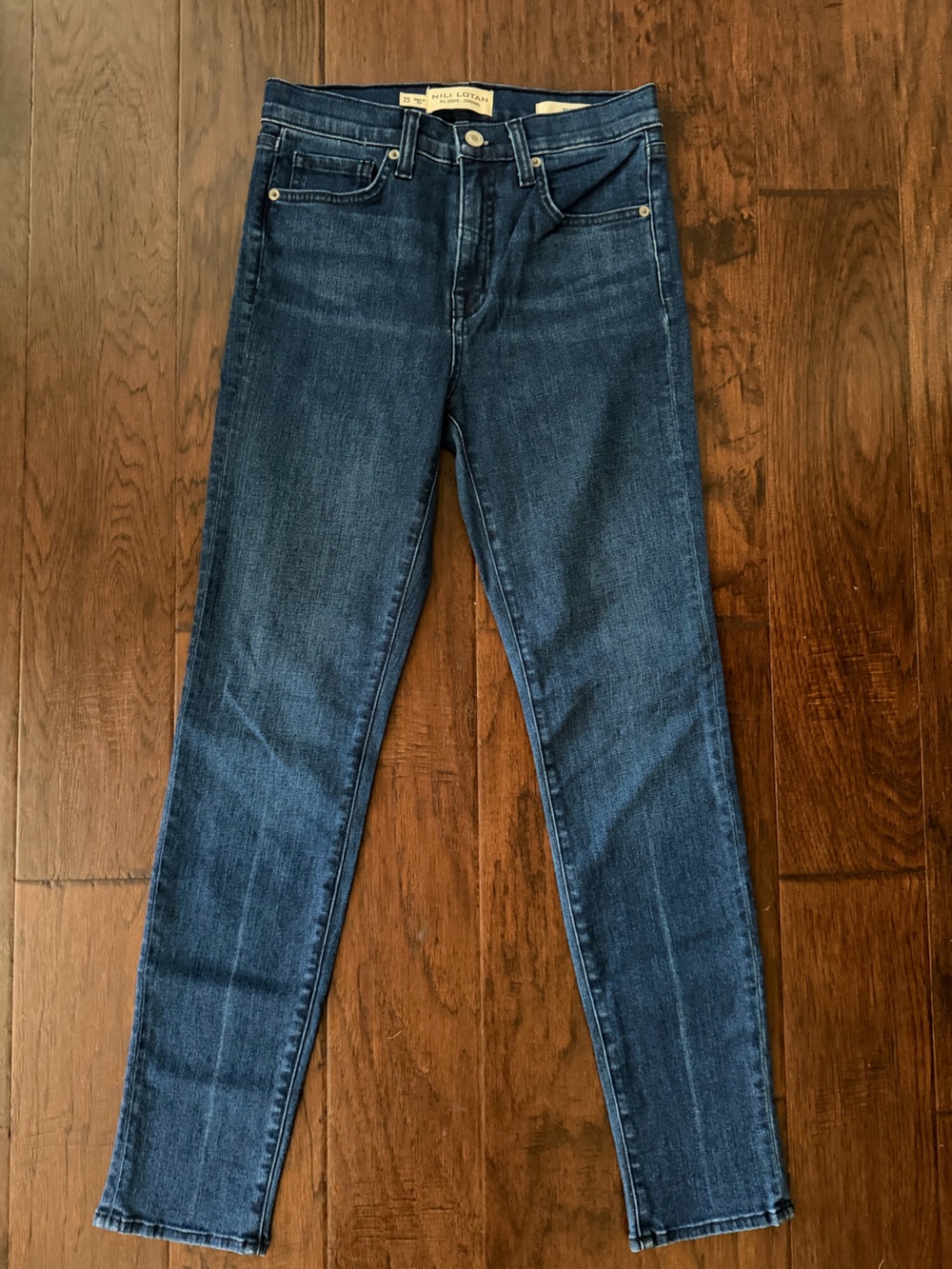 NWOT NILI LOTAN Mid Rise Jeans Skinny Dark Wash 25